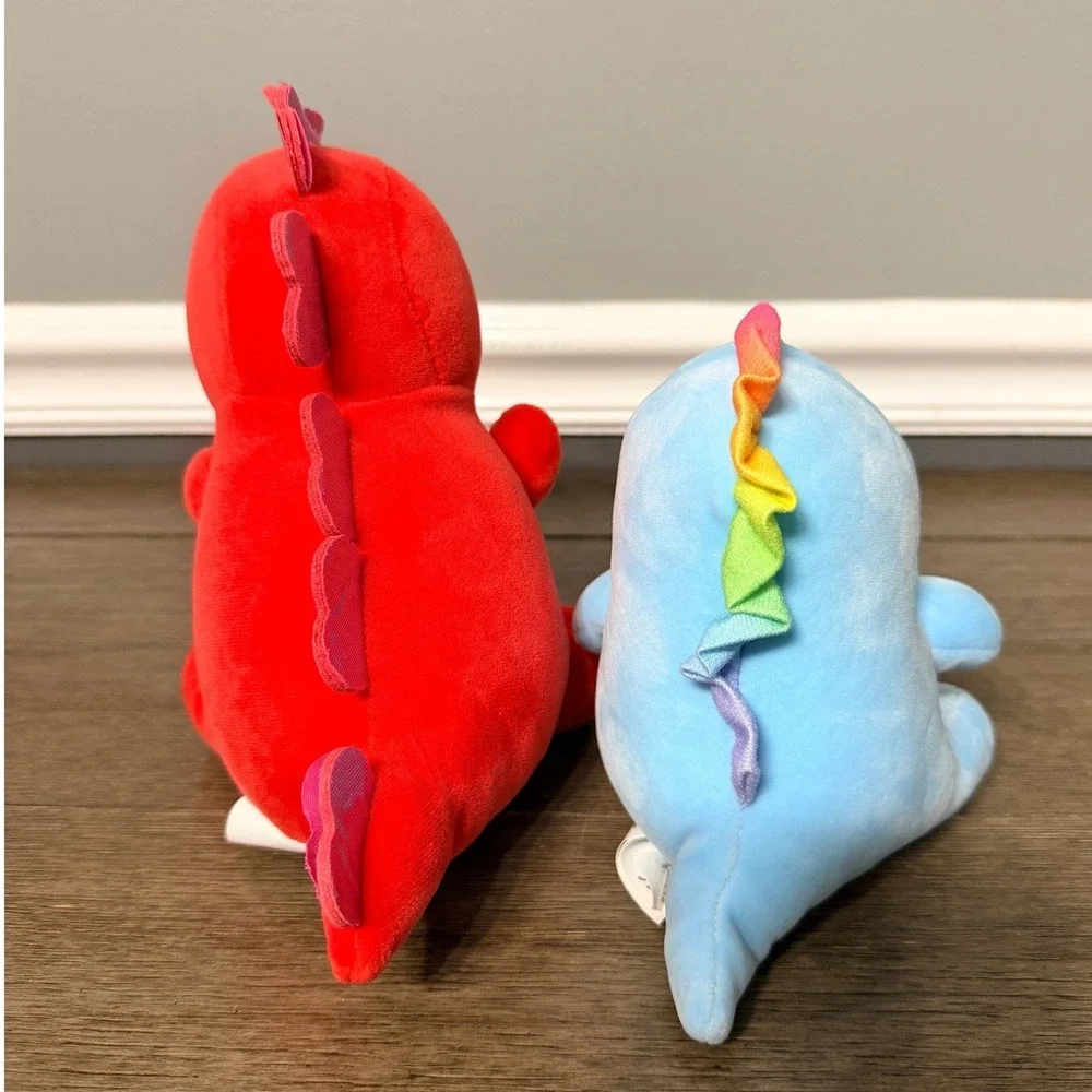 Red Plush Dinosaur & Cousin Derp Plush Set‎ Red Blue Stuffed Animal Toy
